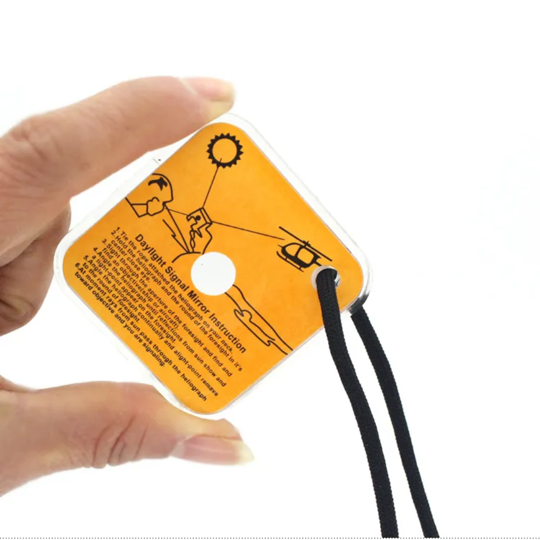 Emergency Signal Mirror – Compact Survival Signaling Tool with Whistle