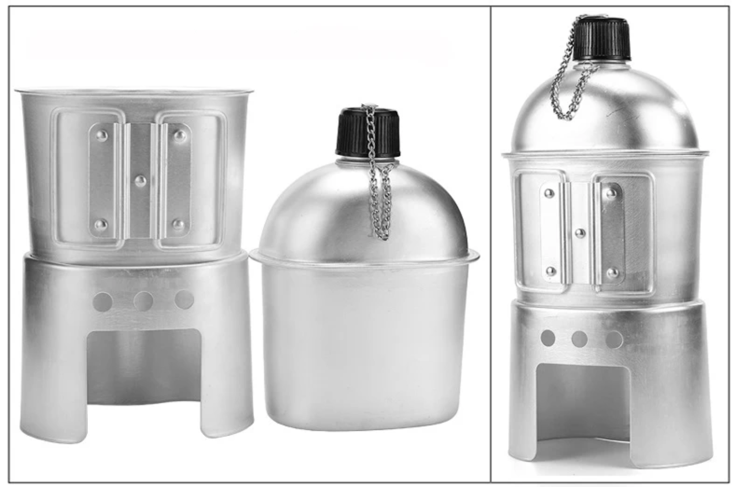 PrepPro 4-Piece Aluminum Canteen Cook Set – 1L Canteen + 600ml Cup + Wood Stove + Carry Bag - PrepPro Australia