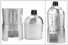 PrepPro 4-Piece Aluminum Canteen Cook Set – 1L Canteen + 600ml Cup + Wood Stove + Carry Bag - PrepPro Australia