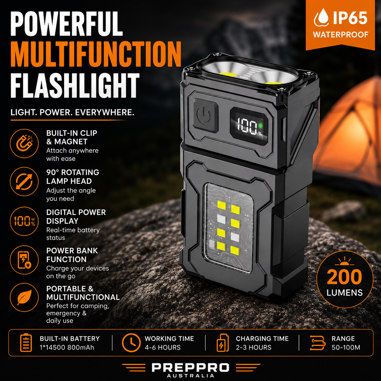 Compact USB-C Work Light with Clip, Magnet & 7 Modes