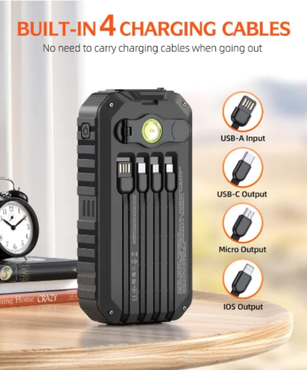 40,000mAh Solar Power Bank with Hand Crank – Survival Grade Charging, Anywhere, Anytime!