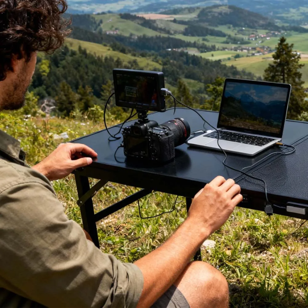 65/130w Folding Solar Table | Portable Camping Solar Charger