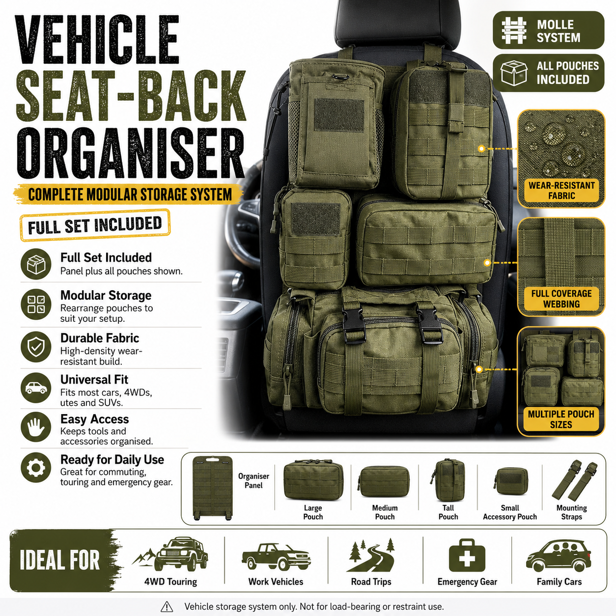 PrepPro MOLLE Vehicle Seat-Back Organiser