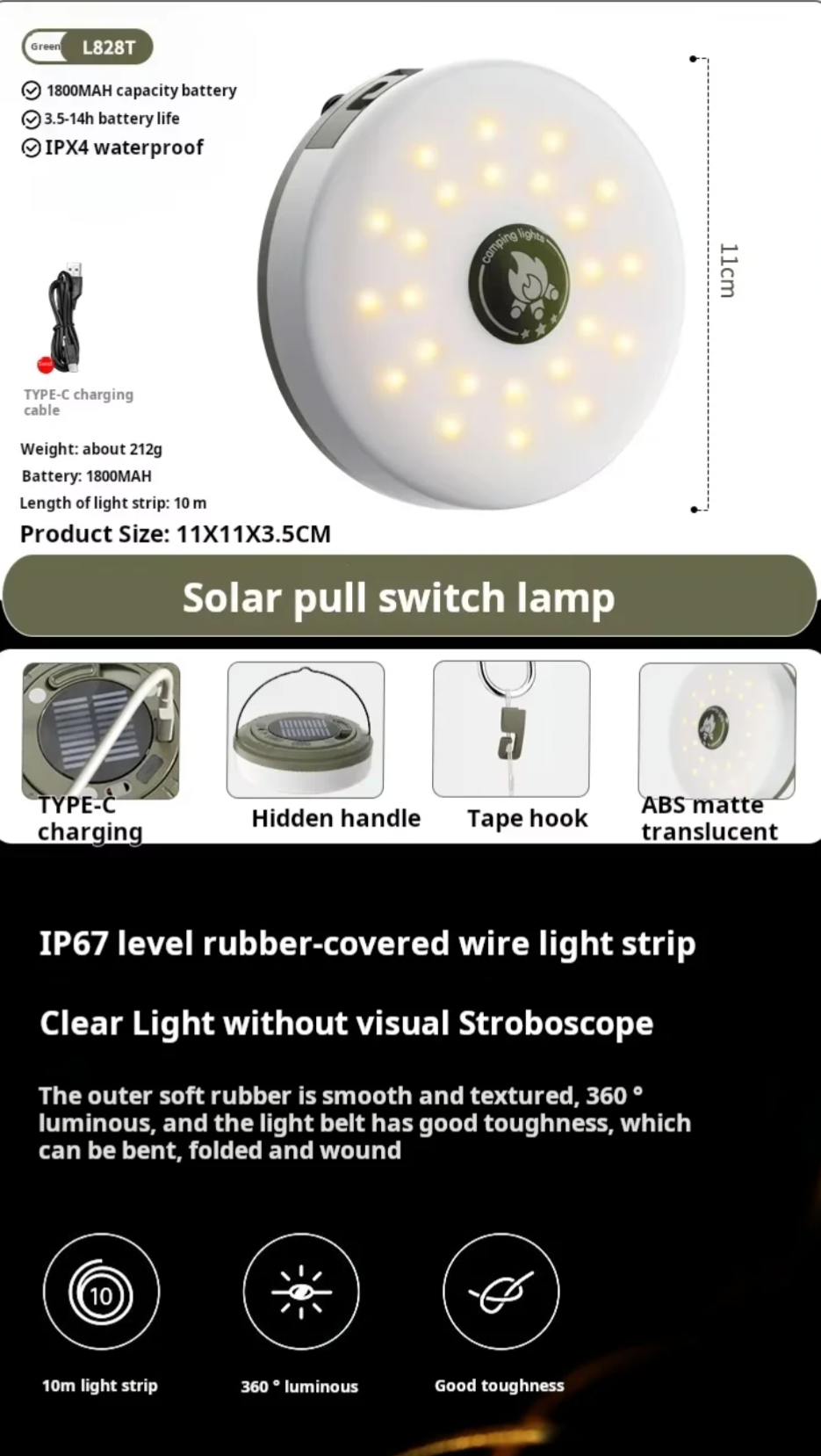 PrepPro® Solar Camping Lantern + 10M Light Strip