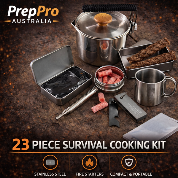 Bushcraft All‑in‑One Survival Set – 23‑Piece Cooking & Fire Kit | PrepPro