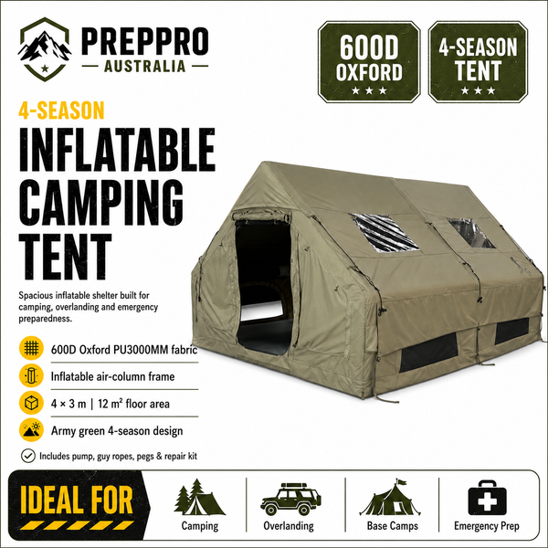 4-Season Inflatable Camping Tent 4m x 3m | 12m² Base Camp Shelter