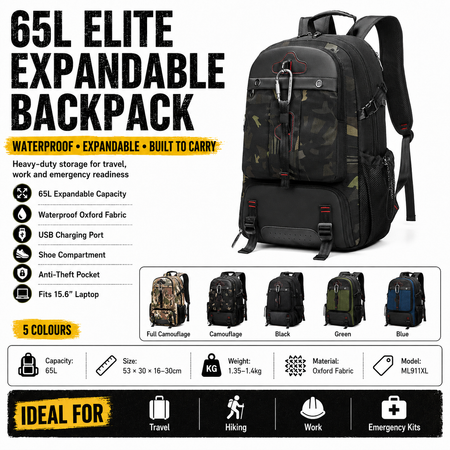 65L Elite Expandable Backpack | PrepPro