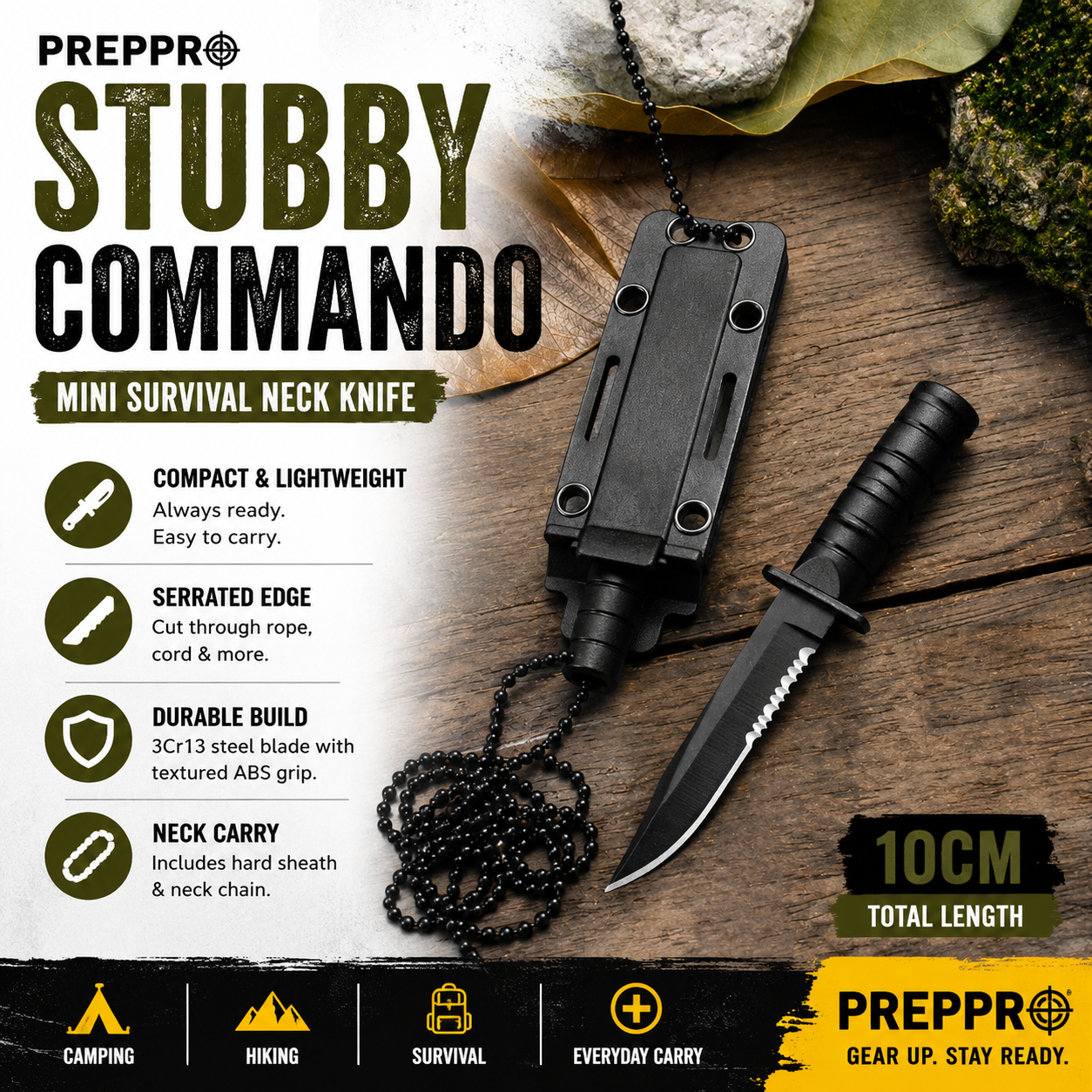 Mini Survival Neck Knife – Stubby Commando | PrepPro