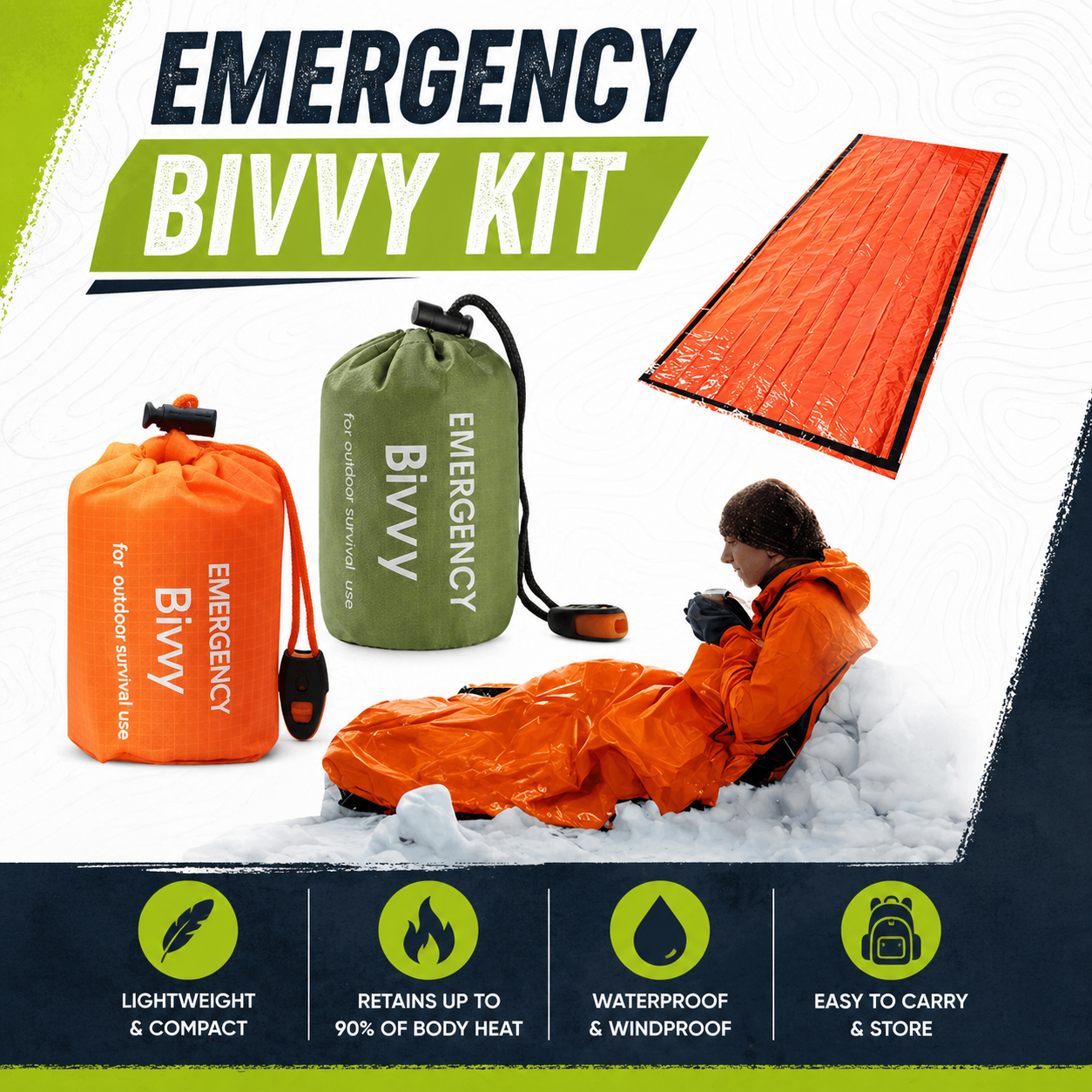 6-Piece Emergency Shelter Survival Set – Ponchos, Bivvies & Tent Kit