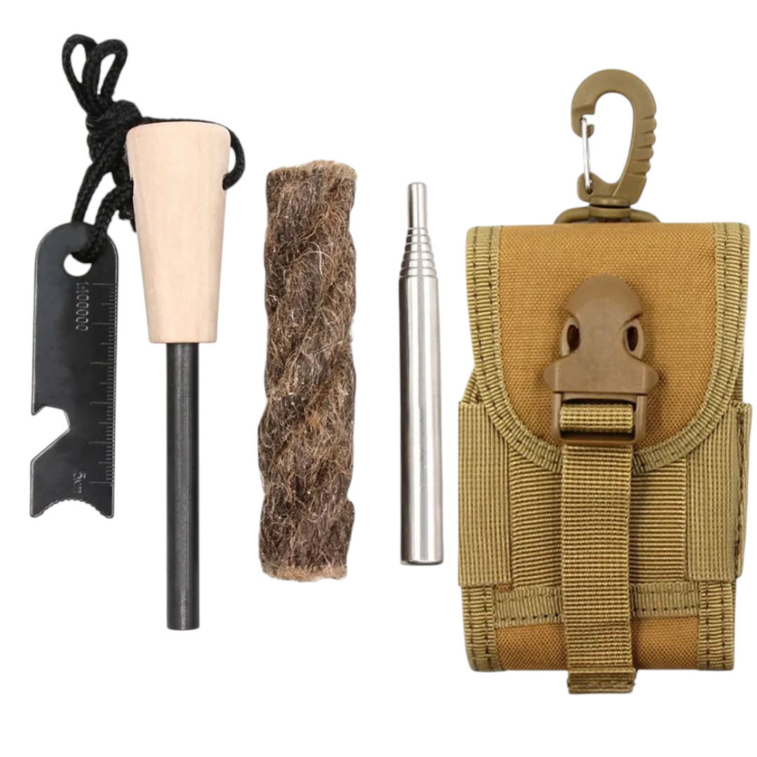 PrepPro Ultimate Fire Starter Kit – Ferro Rod, Jute Tinder, Scraper & Case