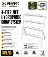 4-Tier NFT Hydroponic Grow System Kit | 36 Plant Vertical Garden