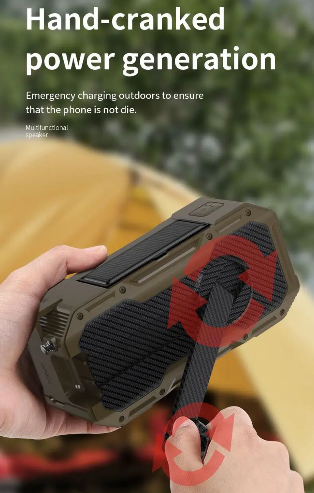 Solar Hand Crank Emergency Radio – 5000mAh Survival Radio with Power Bank, Flashlight & Bluetooth Speaker