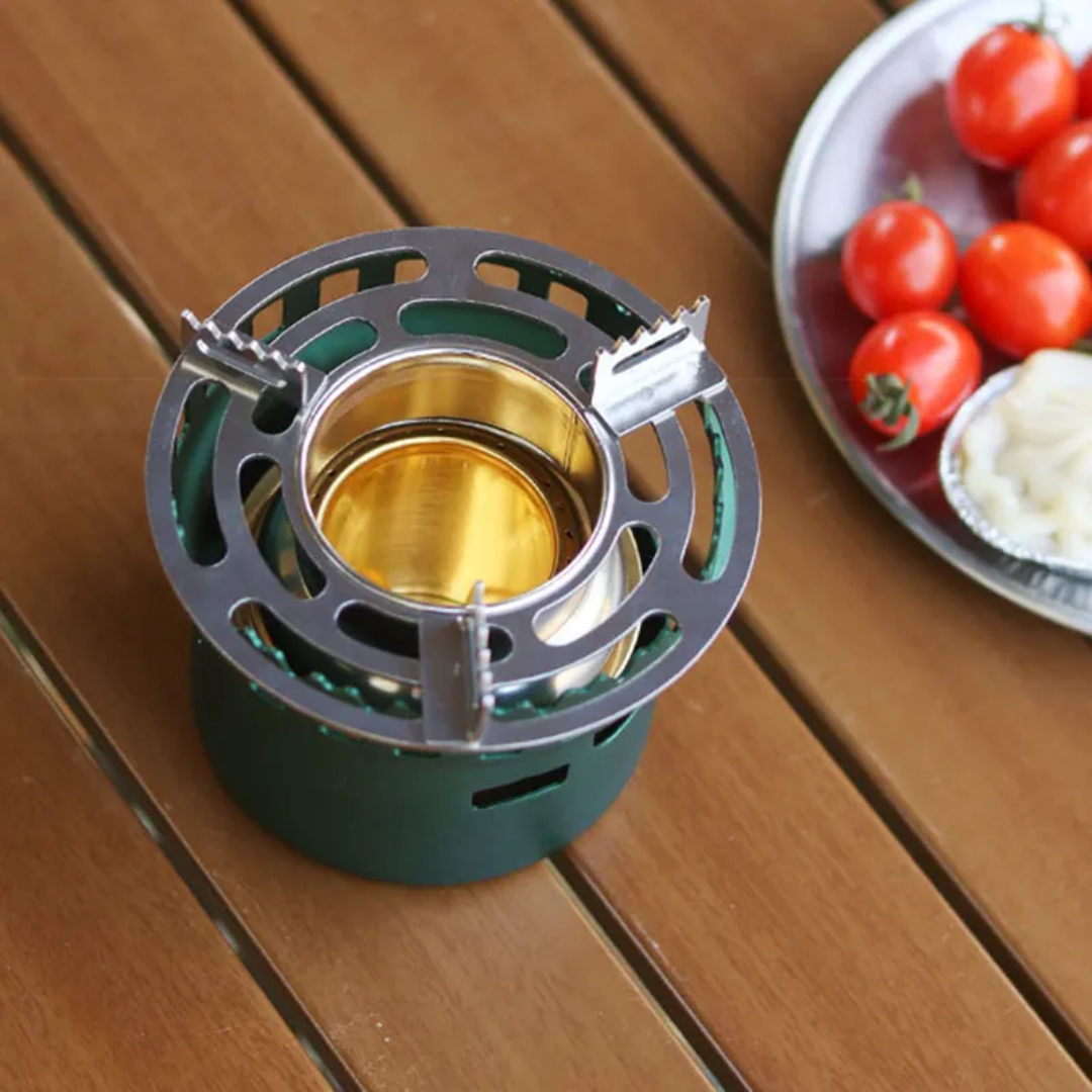 PrepPro Compact Alcohol Camping Stove – Windproof Outdoor Cooking System