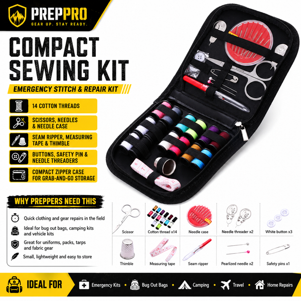TrailStitch Compact Emergency Sewing Kit – 14 Thread Travel Repair Kit
