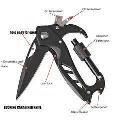 PrepPro Locking Carabiner Knife – 7-in-1 Survival Tool - PrepPro Australia