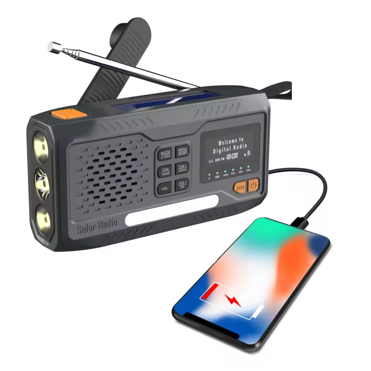 Solar Hand Crank Emergency Radio – Bluetooth, DAB+/FM, 4000mAh Power Bank, LED Torch & SOS Alarm - PrepPro Australia