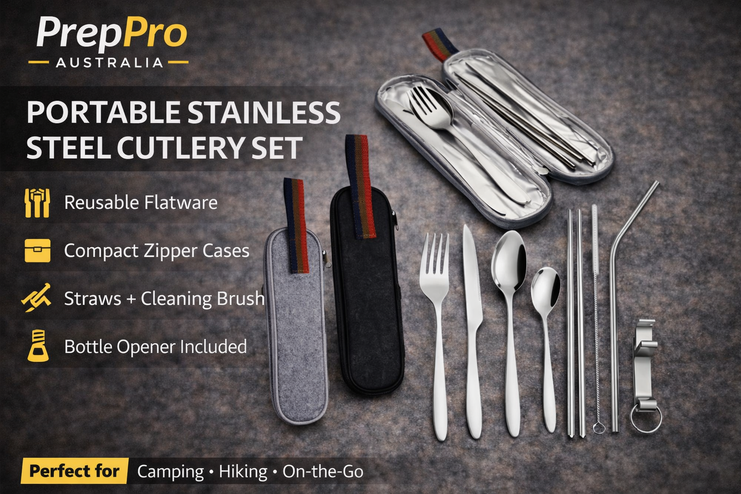 Stainless Steel Portable Cutlery Set | PrepPro
