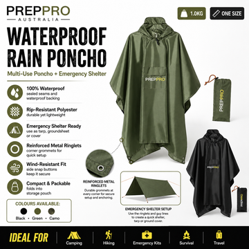 Waterproof Rain Poncho – All‑Weather Outdoor Cover | PrepPro