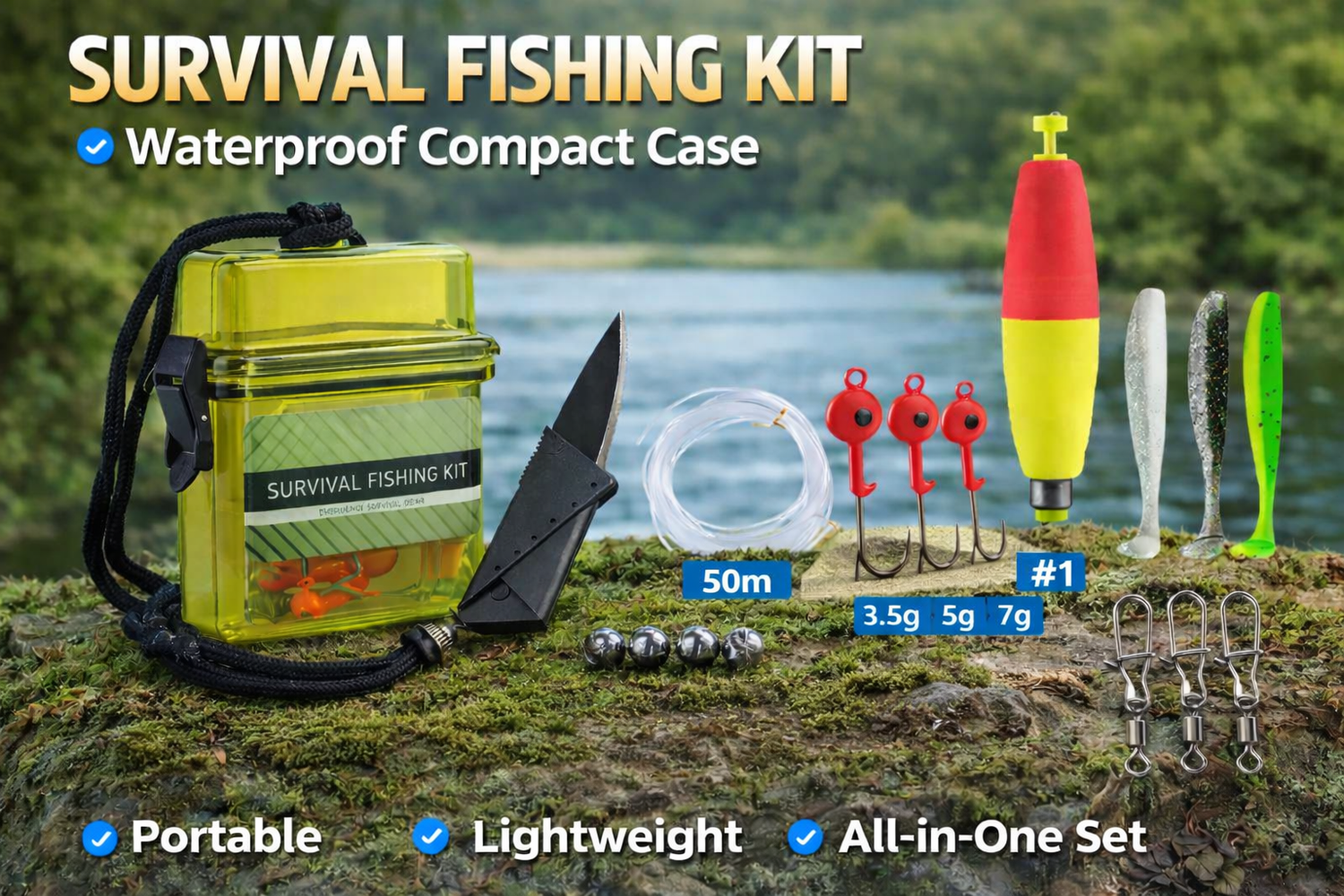 Survival Fishing Kit – Waterproof Pocket Case (All-in-One Set)