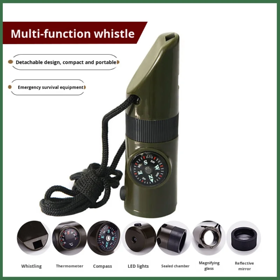 PrepPro 7-in-1 Multi-Function Survival Whistle – Compact Emergency Essential - PrepPro Australia