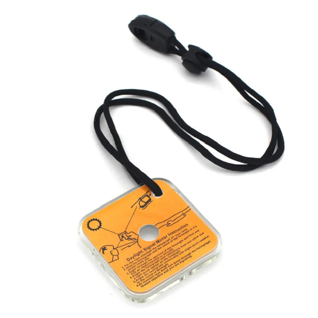 Emergency Signal Mirror – Compact Survival Signaling Tool with Whistle