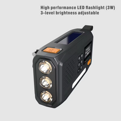 Solar Hand Crank Emergency Radio – Bluetooth, DAB+/FM, 4000mAh Power Bank, LED Torch & SOS Alarm - PrepPro Australia