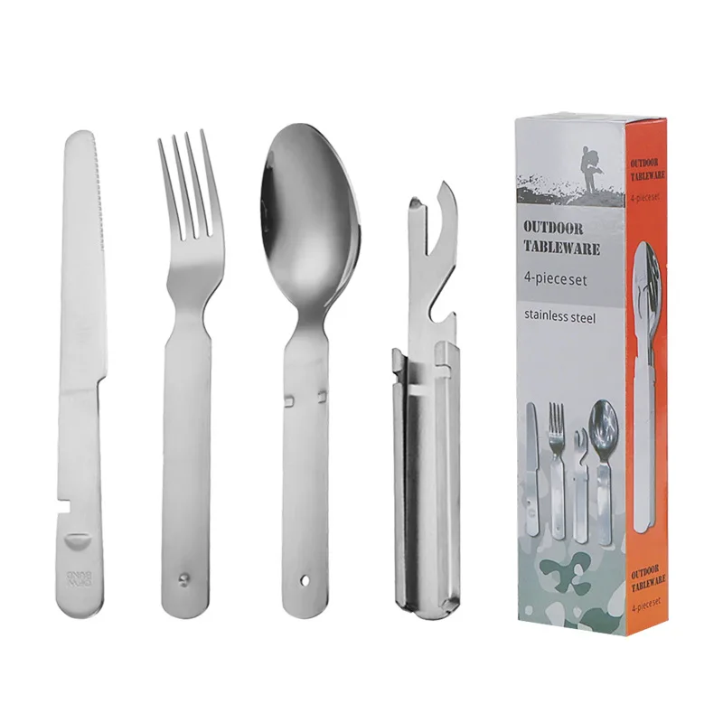 4-Piece Stainless Steel Camping Cutlery Set | Outdoor Tableware