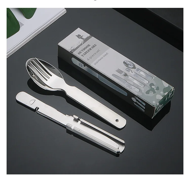 4-Piece Stainless Steel Camping Cutlery Set | Outdoor Tableware