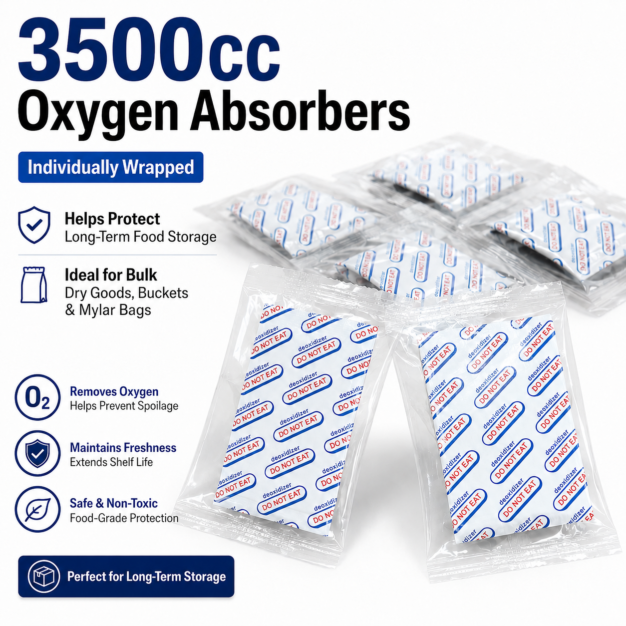 3500cc Oxygen Absorbers | Individually Sealed | 1, 10, 20 & 50 Packs | PrepPro