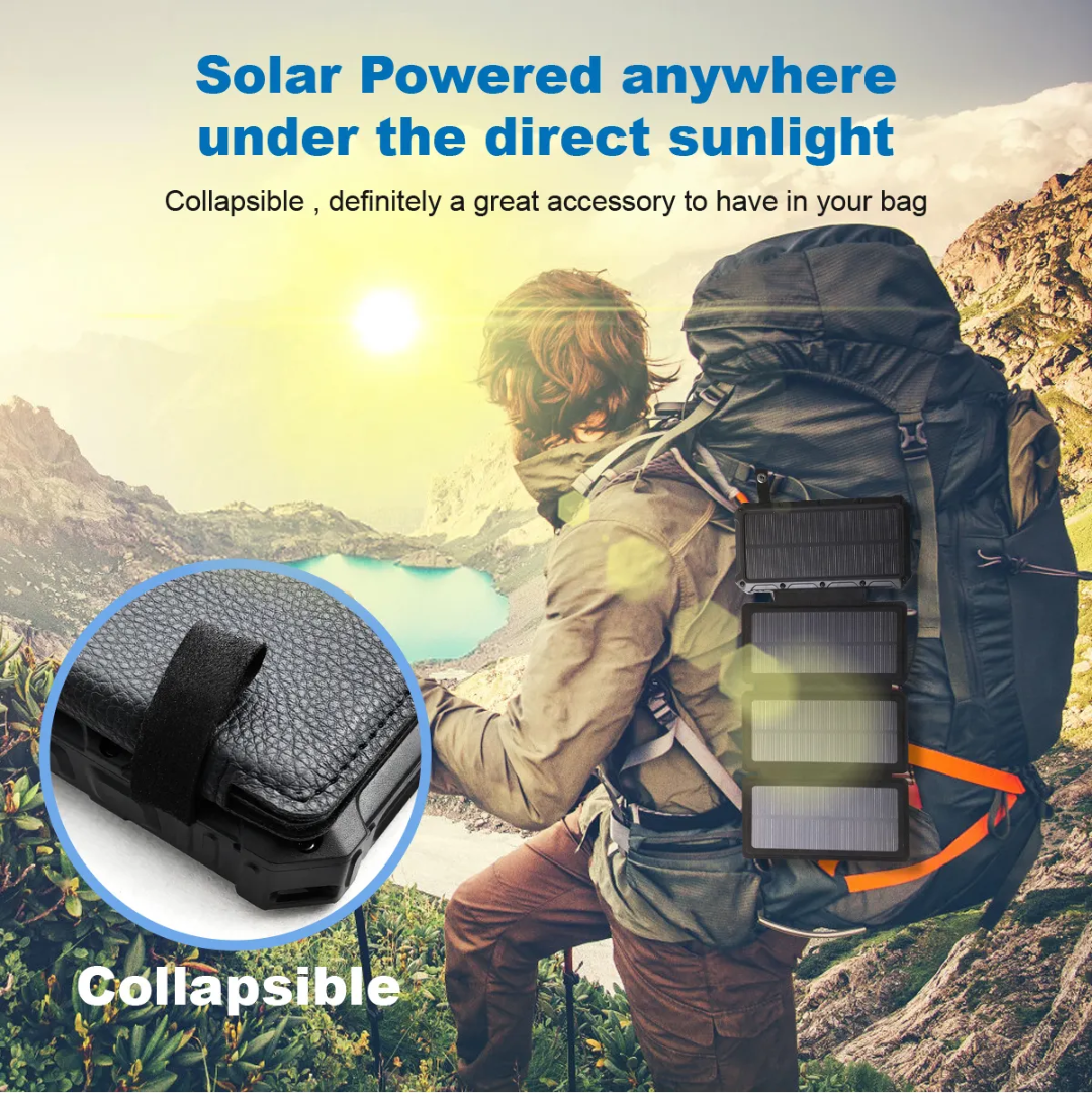 20,000mAh Solar Power Bank with Wireless Charging