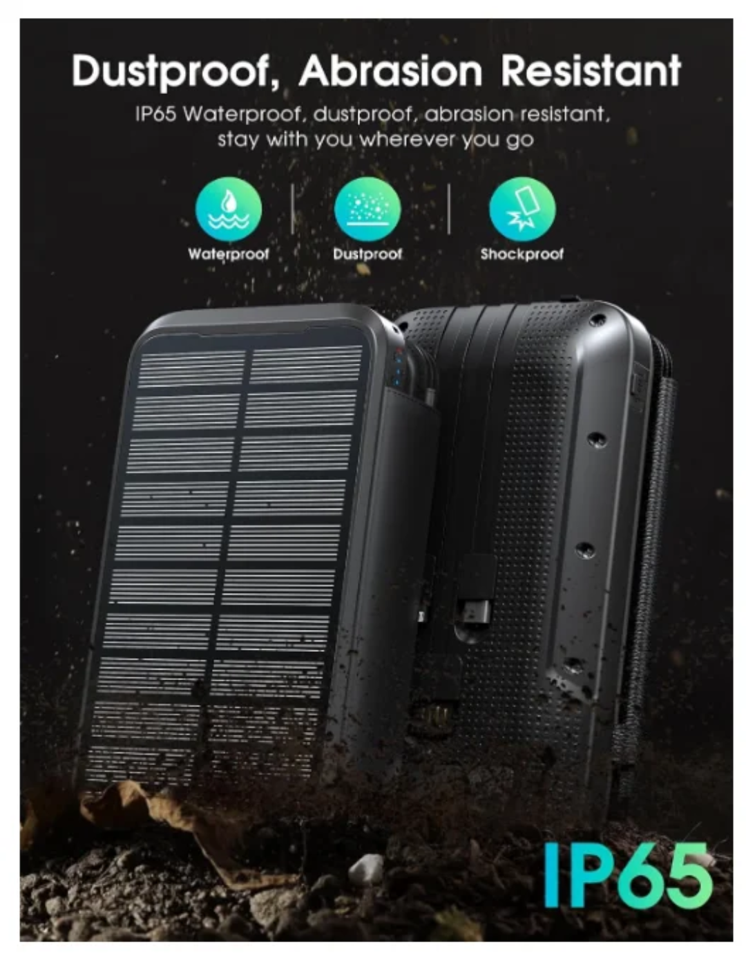 20,000mAh Folding Solar Power Bank – Wireless Charging, Built-In Cables & IP65 Rugged Protection