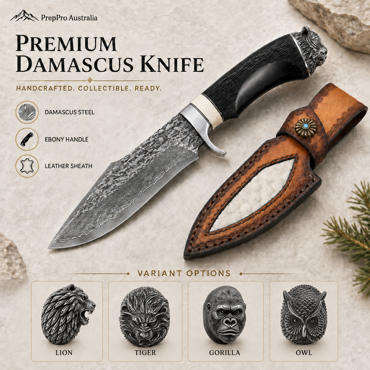 Damascus Steel Survival Knife – Wildling Series | PrepPro