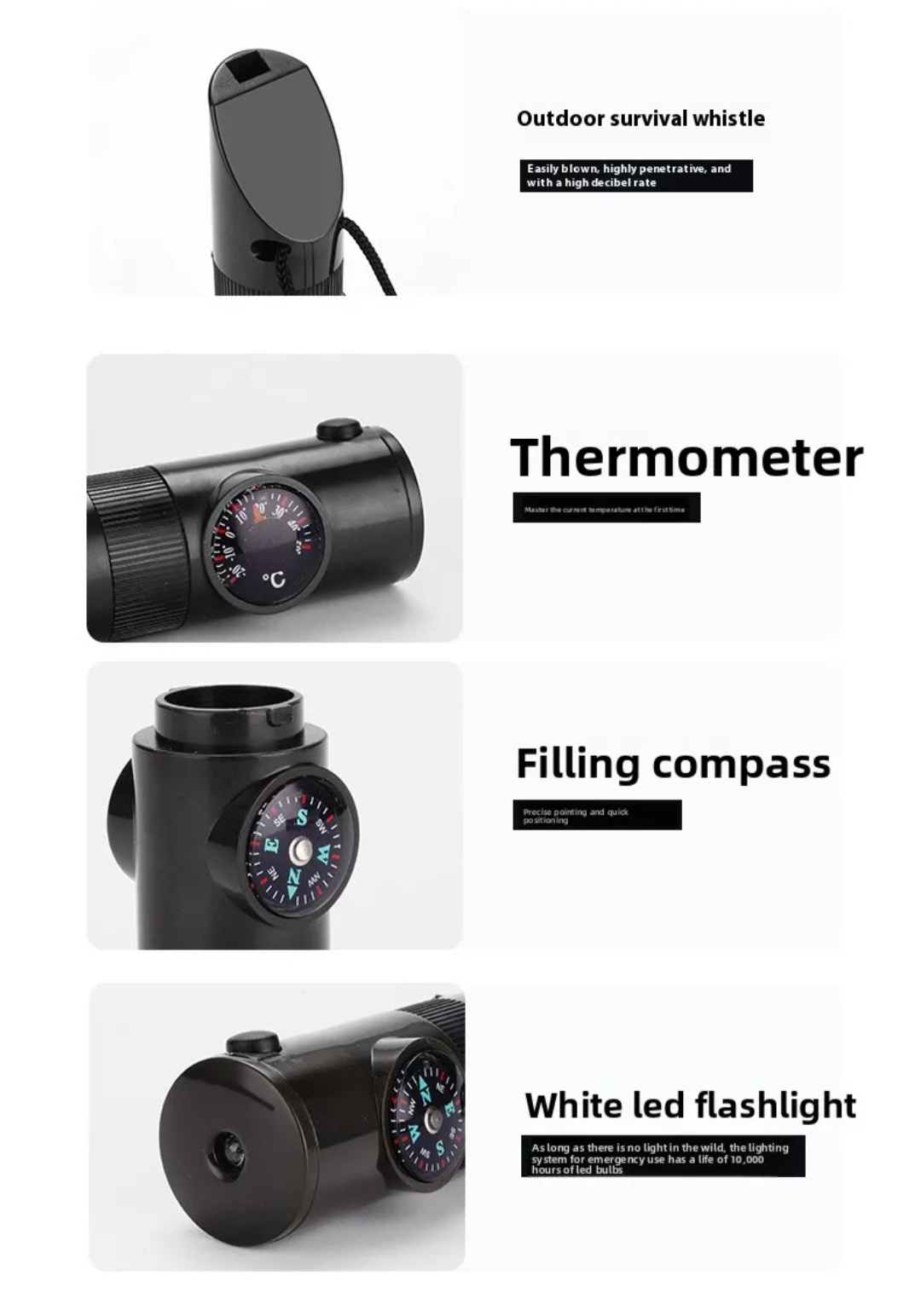 PrepPro 7-in-1 Multi-Function Survival Whistle – Compact Emergency Essential - PrepPro Australia