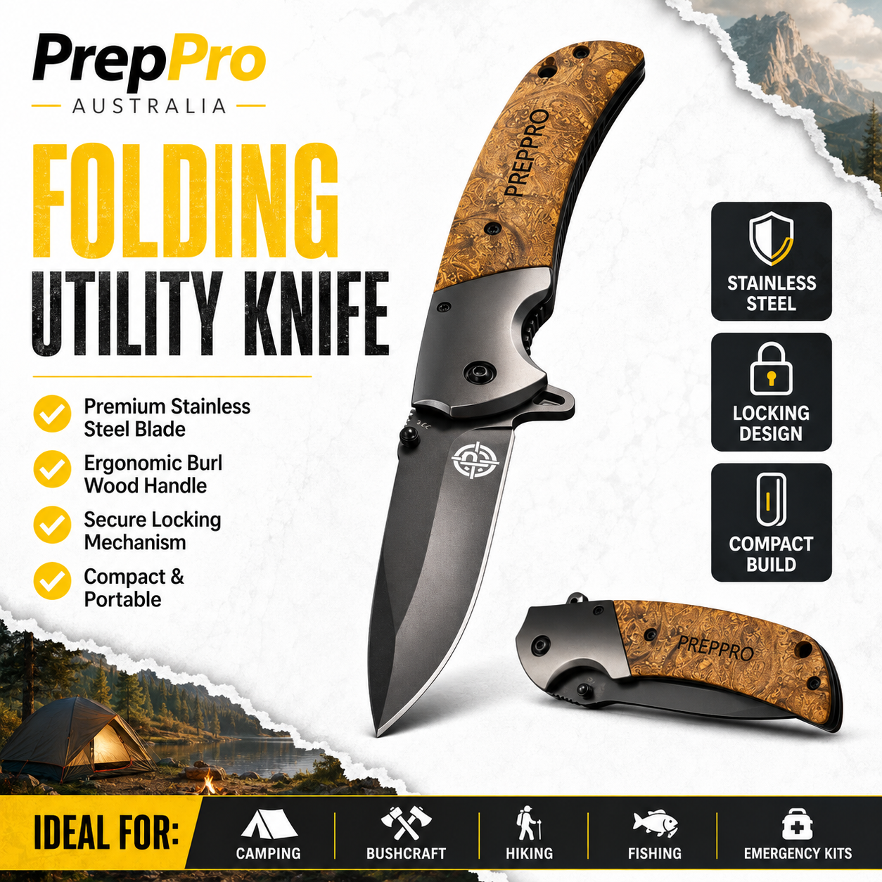 Timberline Folding Utility Knife – Rugged Precision | PrepPro