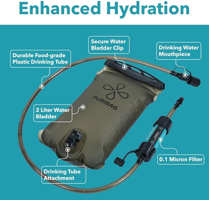 Puribag - Adventure Hydration Bladder 2L Water Purification System
