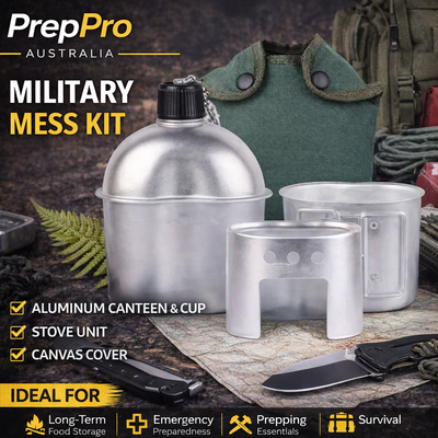 Aluminium Canteen Cook Set 1L | Cup, Stove & Carry Bag Australia