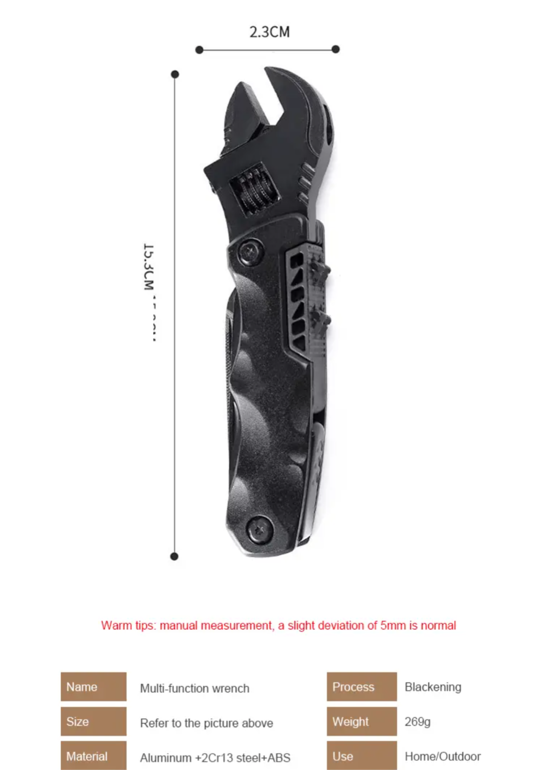 PrepPro Tactical Multi-Tool Wrench | Heavy-Duty 12-in-1 Survival Gear