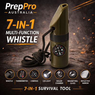 7‑in‑1 Multi‑Function Survival Whistle – Compact Emergency Tool | PrepPro