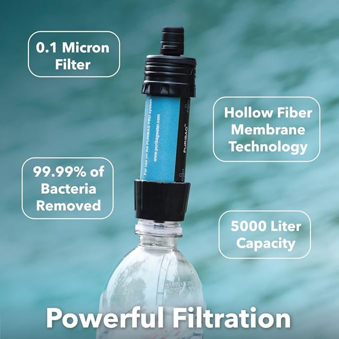 Puribag Adventure Pack Hydration Backpack with 2L Water Bladder & Filter Kit