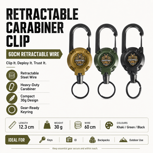 Retractable Carabiner Clip – Quick‑Lock Gear Holder | PrepPro