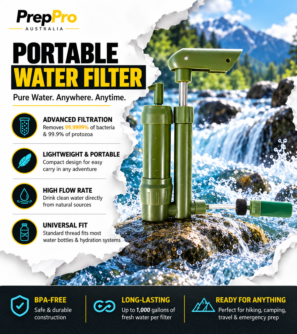 Mini Water Purification Hand Pump – Portable Filter