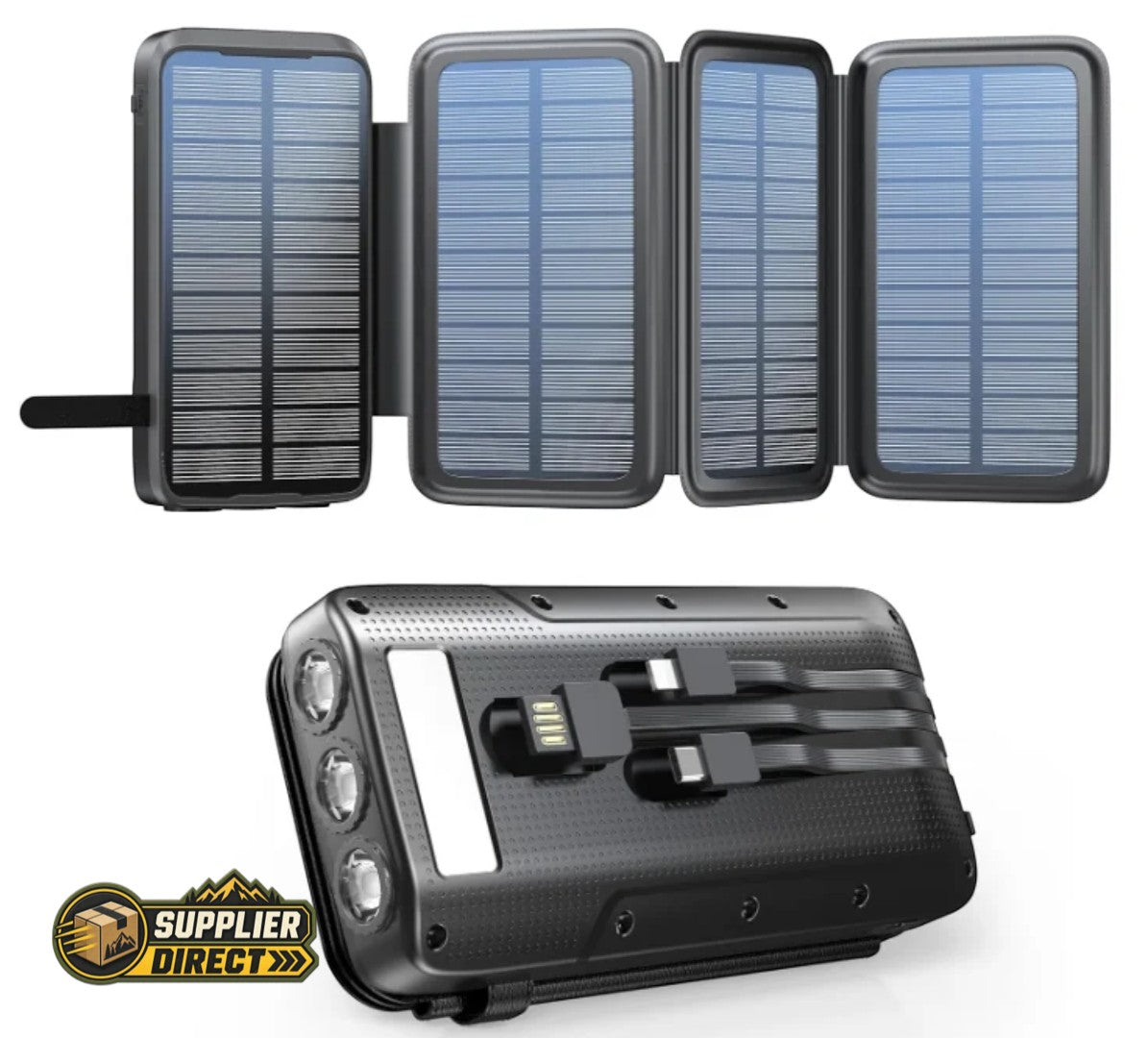 20,000mAh Folding Solar Power Bank – Wireless Charging, Built-In Cables & IP65 Rugged Protection - PrepPro Australia