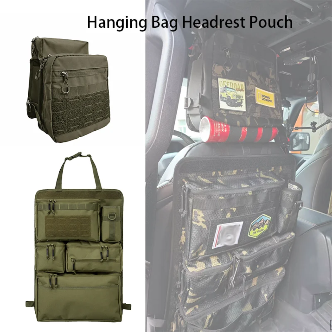 5-Piece Tactical Vehicle Storage Set – MOLLE Seat-Back, Headrest & Boot Organiser System