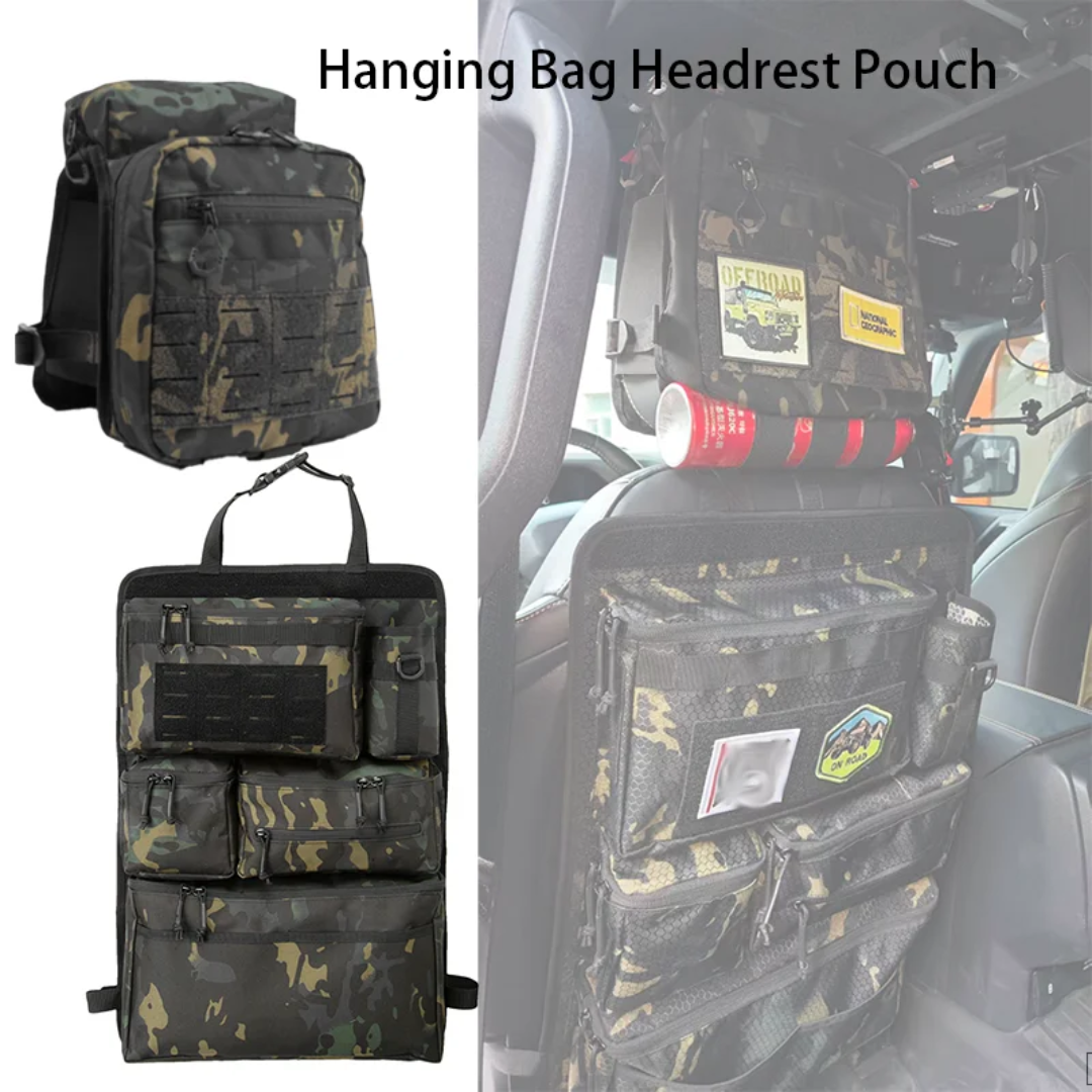 5-Piece Tactical Vehicle Storage Set – MOLLE Seat-Back, Headrest & Boot Organiser System