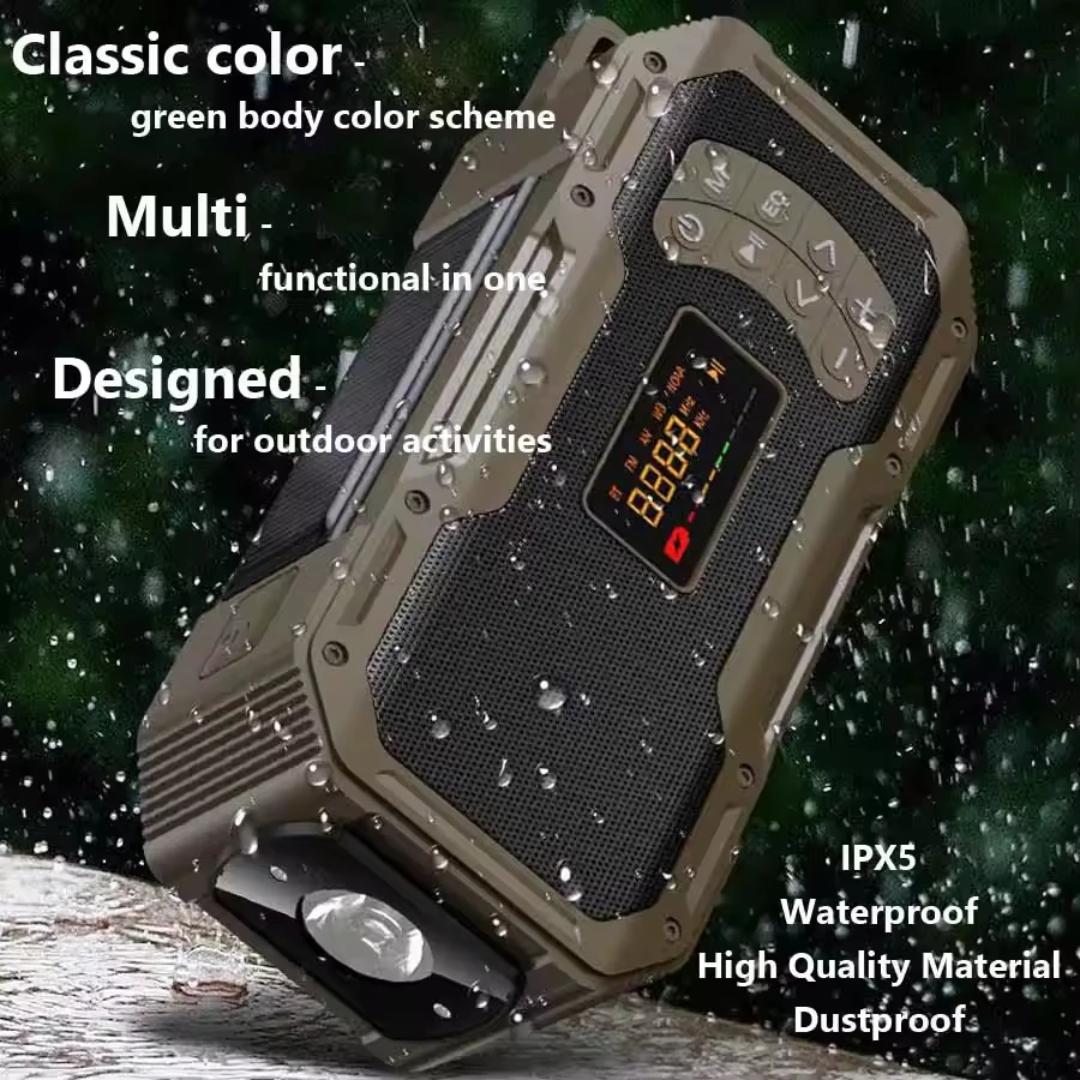 Solar Hand Crank Emergency Radio – 5000mAh Survival Radio with Power Bank, Flashlight & Bluetooth Speaker