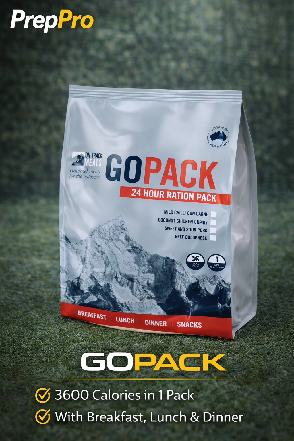 On Track Go Pack – 24‑Hour Adventure & Emergency Ration (Meat)
