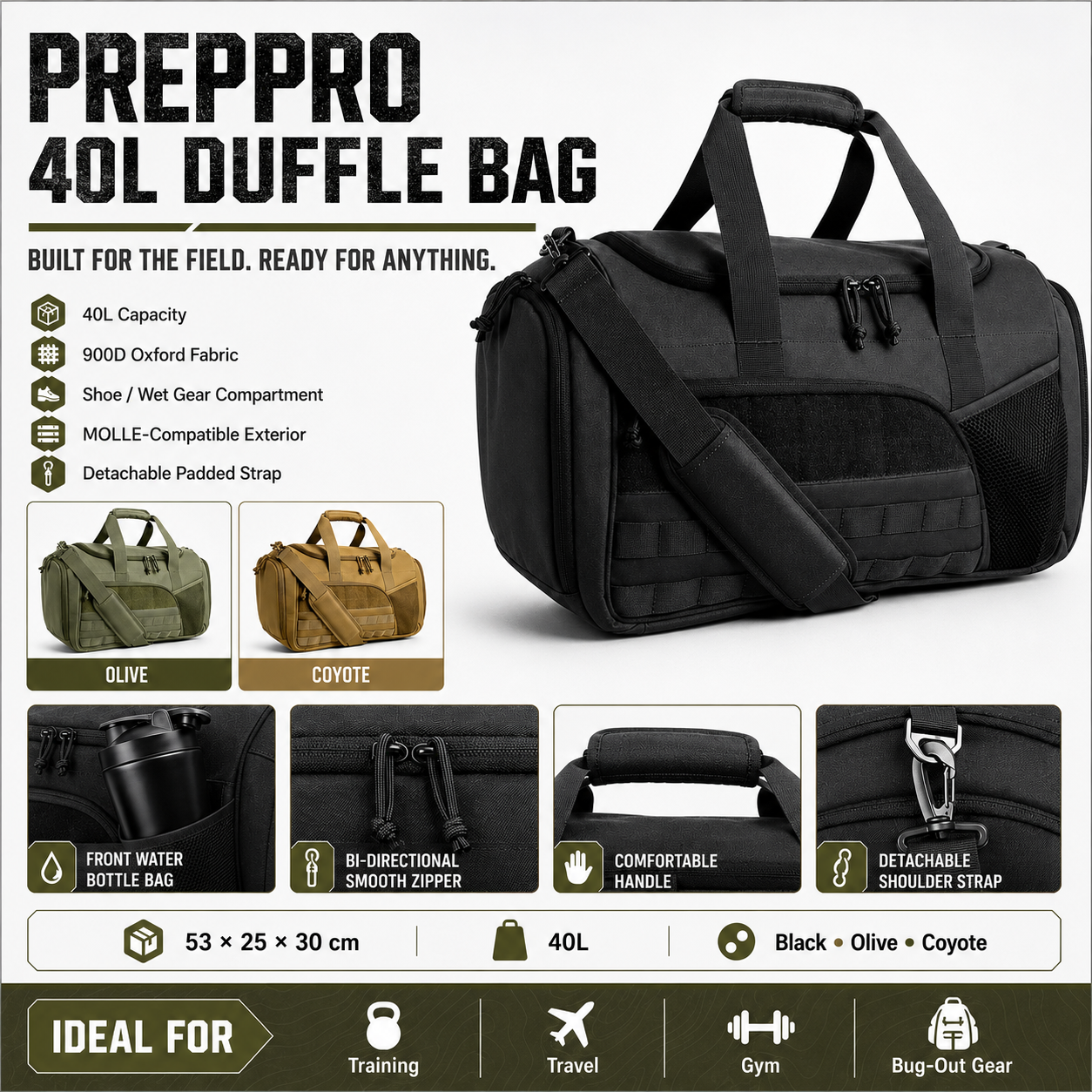 40L Duffle Bag – Rugged Field Gear | PrepPro