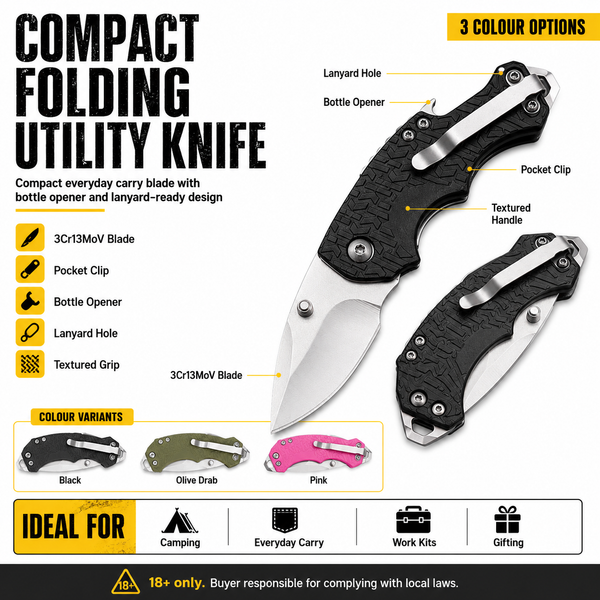 Compact Folding Utility Knife – Lightweight Outdoor & Preparedness Cutting Tool