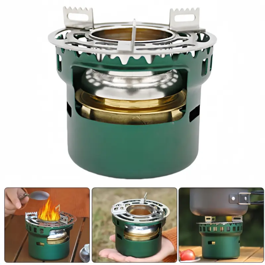 PrepPro Compact Alcohol Camping Stove – Windproof Outdoor Cooking System