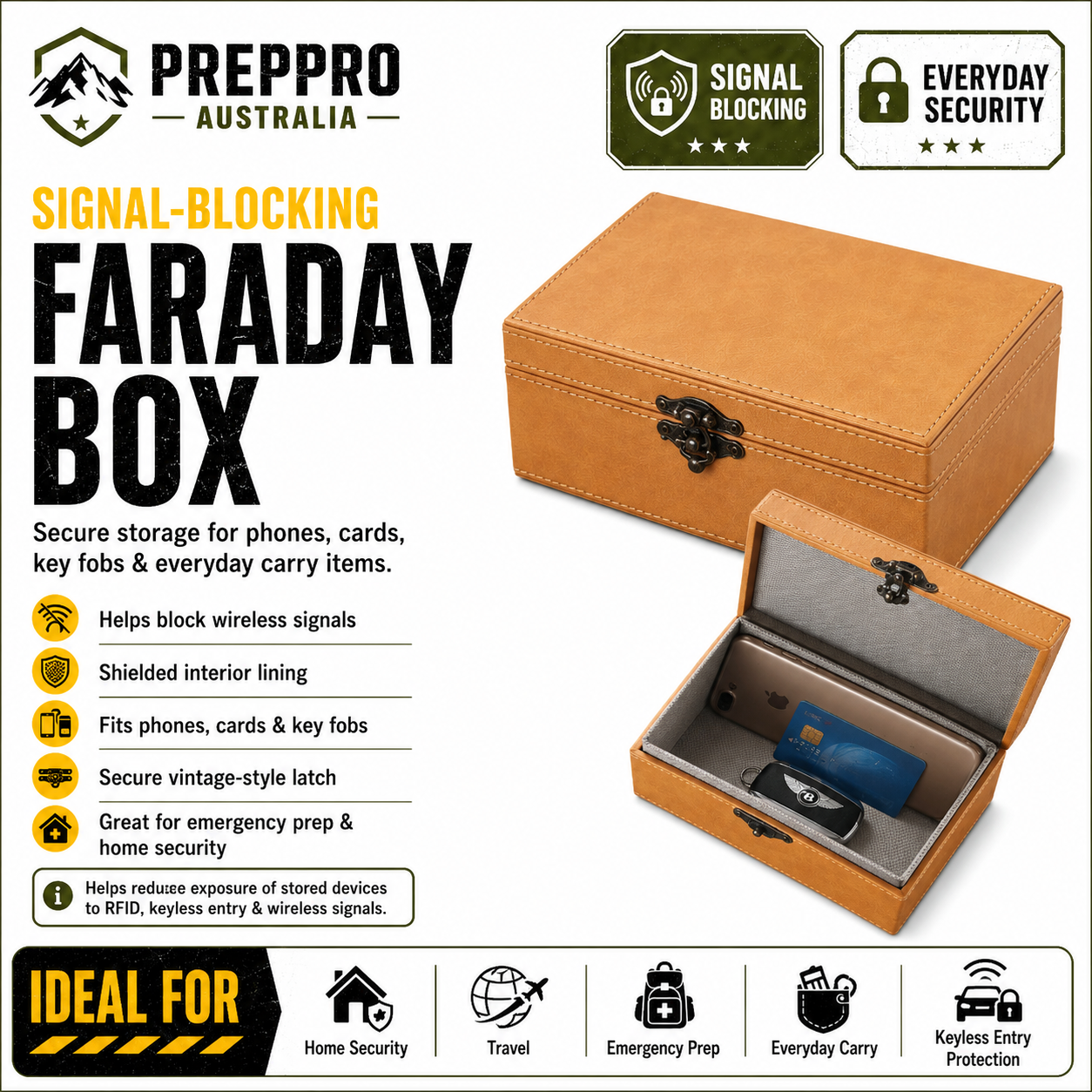 SignalVault Faraday Security Box – RFID & Key Fob Signal Blocking Storage